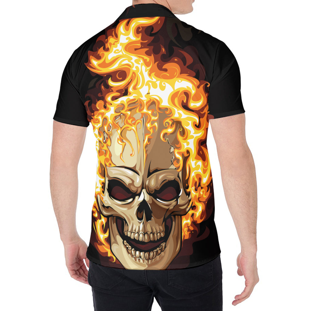 Burning Skull Print Men's Shirt