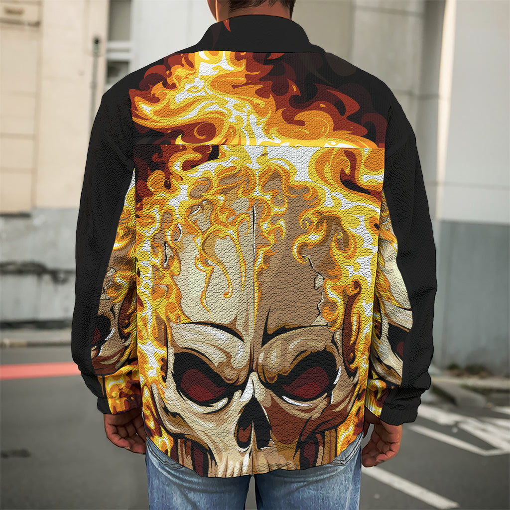 Burning Skull Print Men's Shirt Jacket