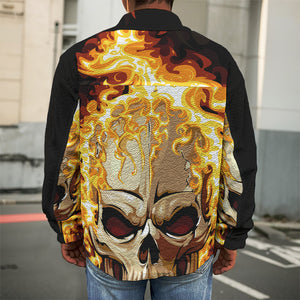 Burning Skull Print Men's Shirt Jacket