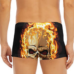 Burning Skull Print Men's Short Boxer Briefs