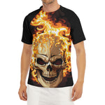 Burning Skull Print Men's Short Sleeve Rash Guard