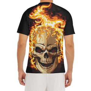 Burning Skull Print Men's Short Sleeve Rash Guard