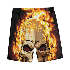 Burning Skull Print Men's Sports Shorts