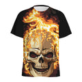 Burning Skull Print Men's Athletic T-Shirt