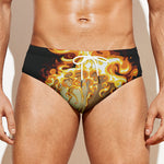 Burning Skull Print Men's Swim Briefs