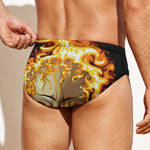 Burning Skull Print Men's Swim Briefs