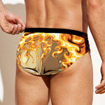 Burning Skull Print Men's Swim Briefs