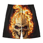 Burning Skull Print Men's Swim Trunks