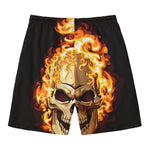 Burning Skull Print Men's Swim Trunks