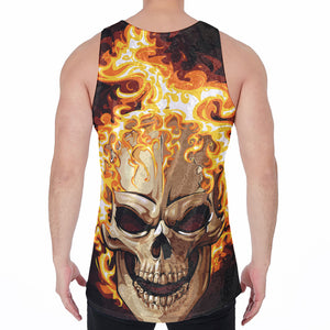 Burning Skull Print Men's Velvet Tank Top