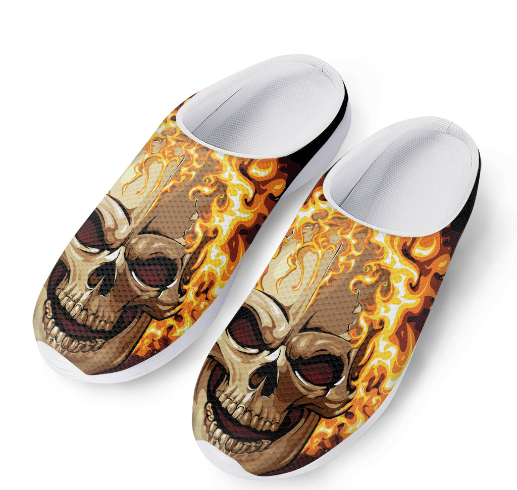 Burning Skull Print Mesh Casual Shoes