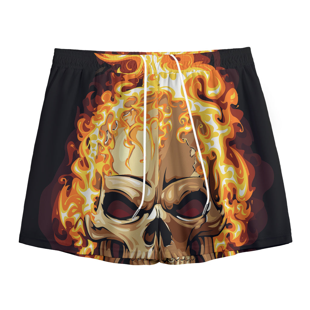 Burning Skull Print Mesh Shorts