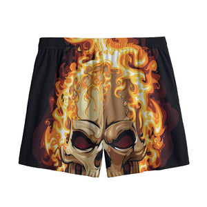 Burning Skull Print Mesh Shorts