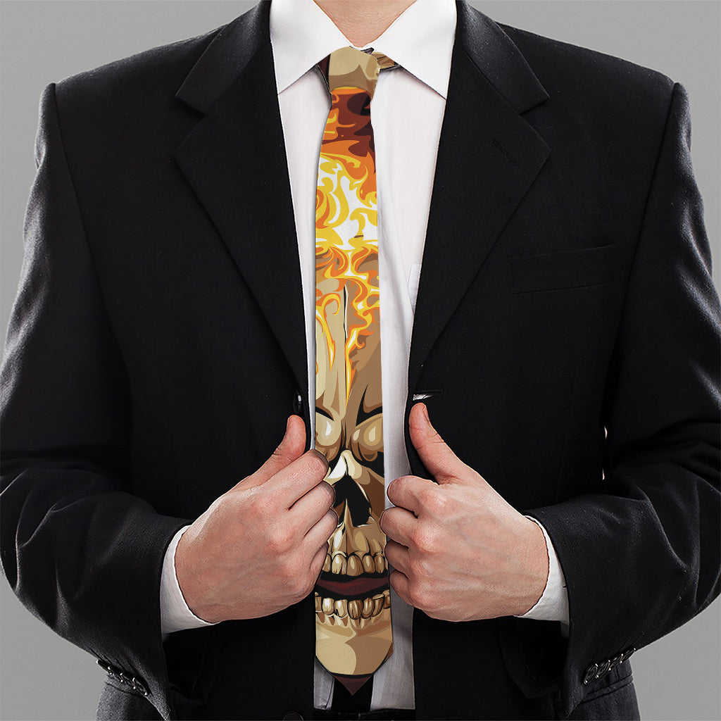 Burning Skull Print Necktie