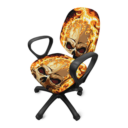 Burning Skull Print Office Chair Cover