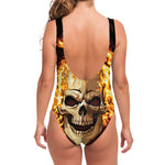 Burning Skull Print One Piece Swimsuit