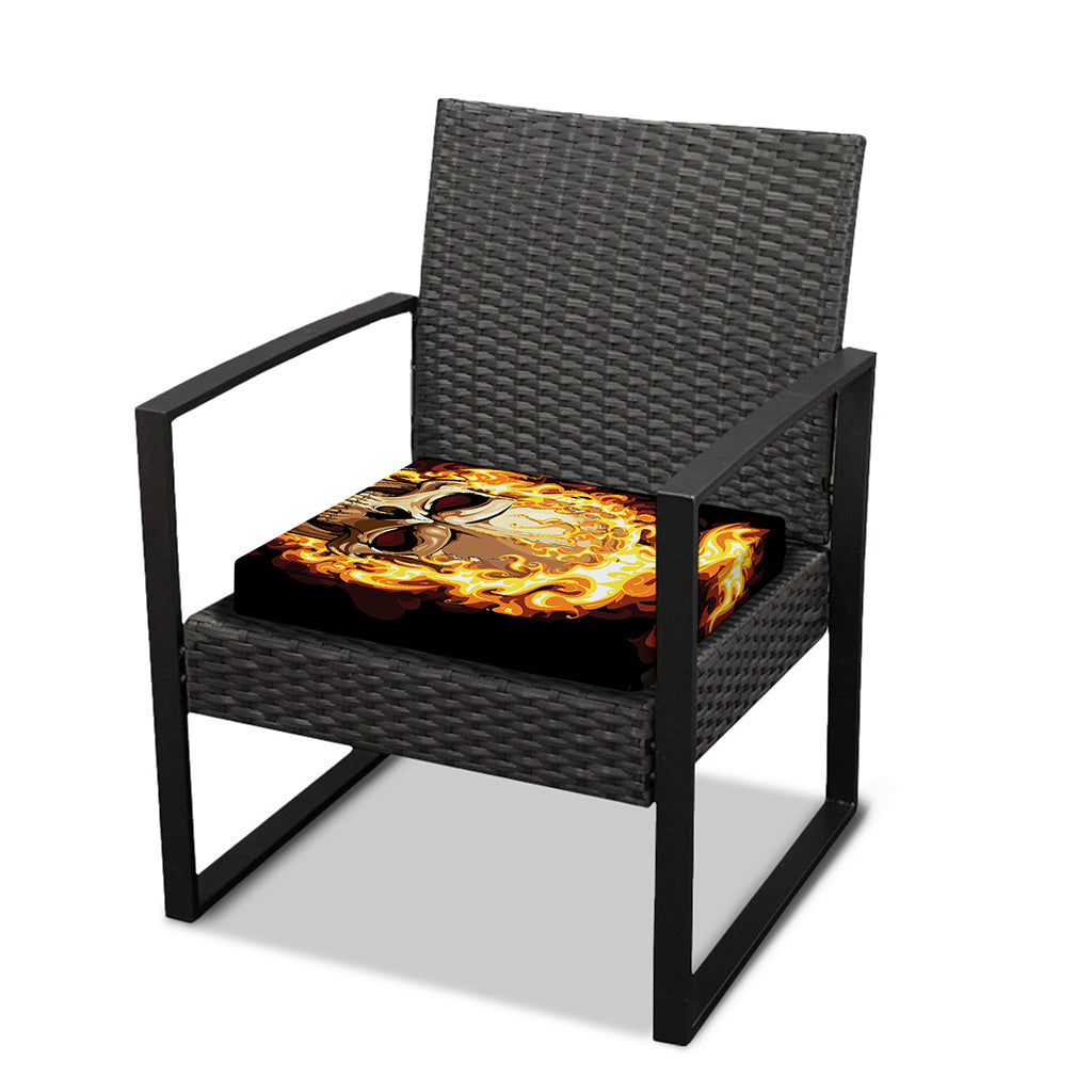 Burning Skull Print Outdoor Seat Cushion Cover