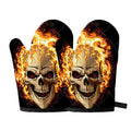 Burning Skull Print Oven Mitts