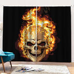 Burning Skull Print Pencil Pleat Curtains