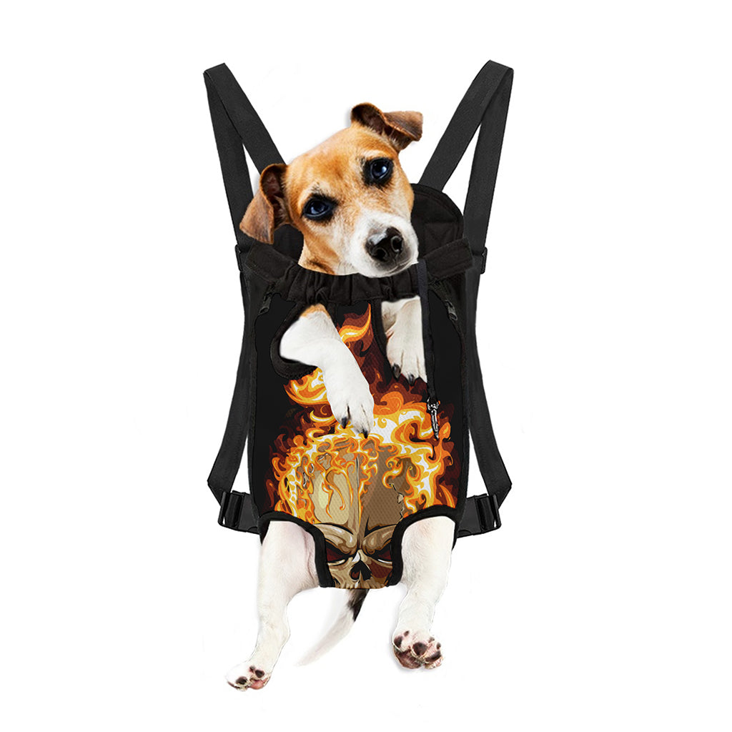 Burning Skull Print Pet Carrier Backpack