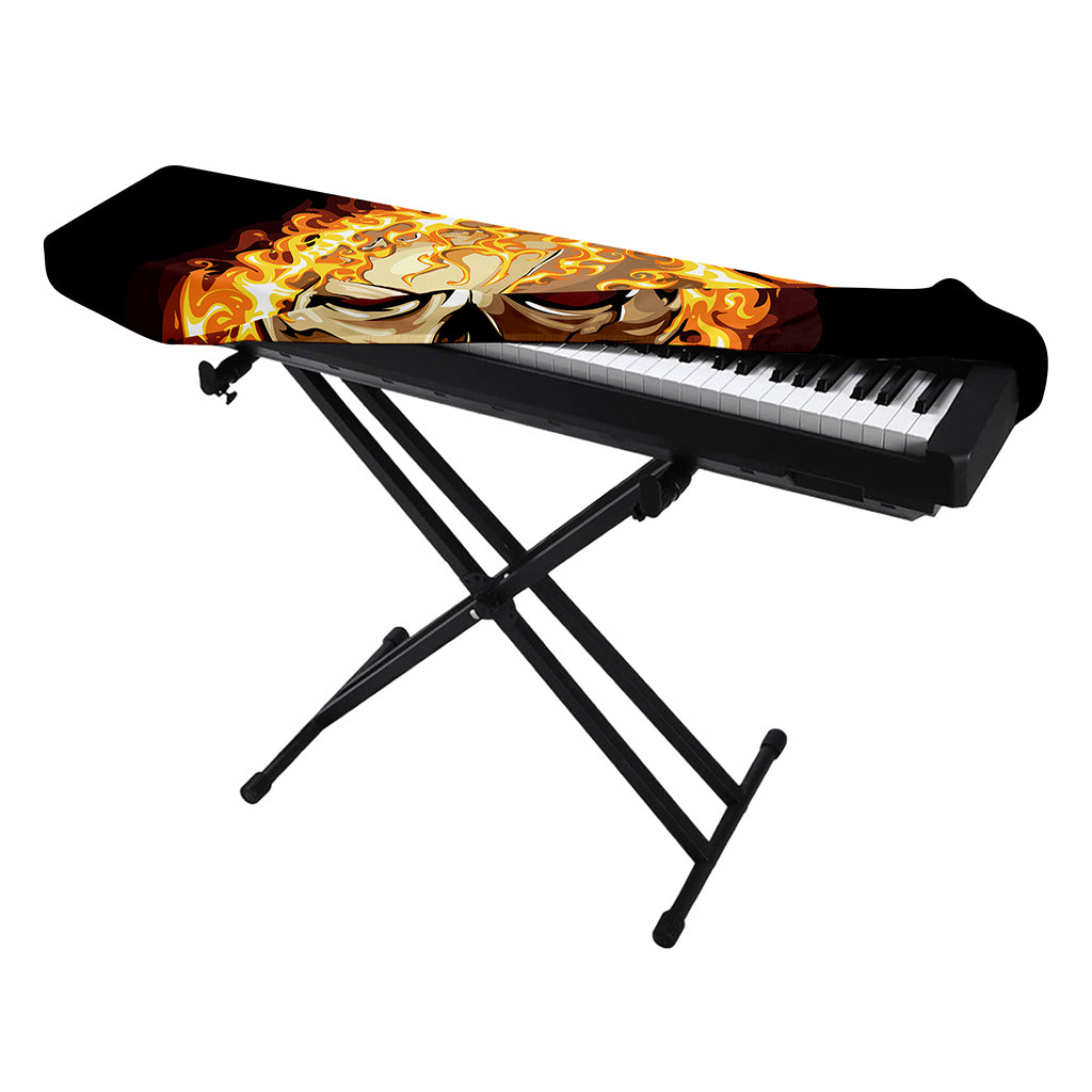 Burning Skull Print Piano Keyboard Cover