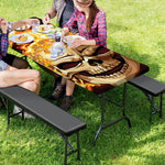 Burning Skull Print Picnic Table Cover
