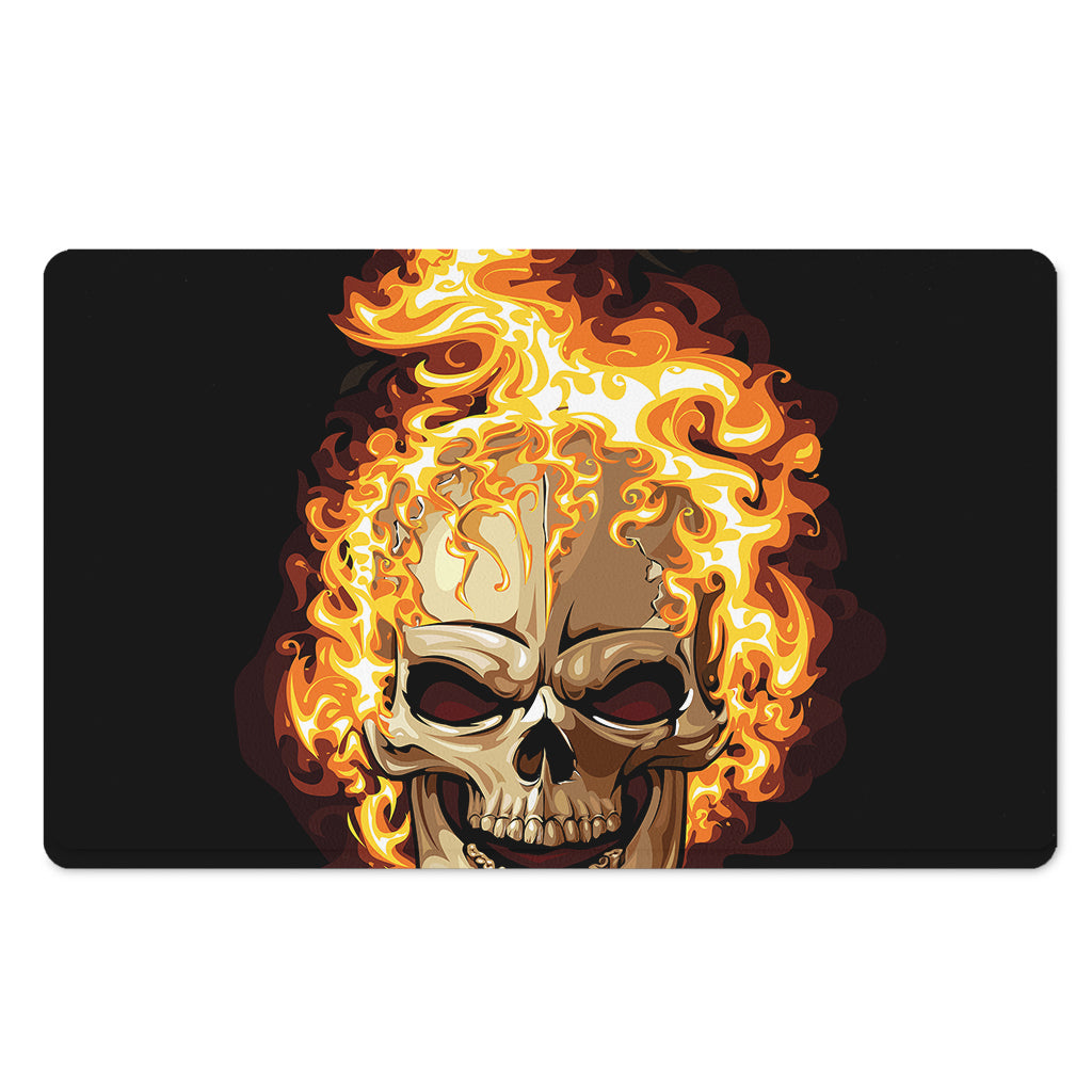 Burning Skull Print Polyester Doormat