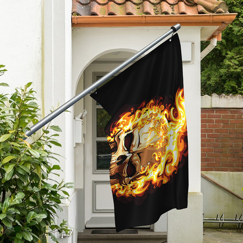 Burning Skull Print Polyester Flag