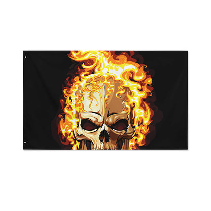 Burning Skull Print Polyester Flag