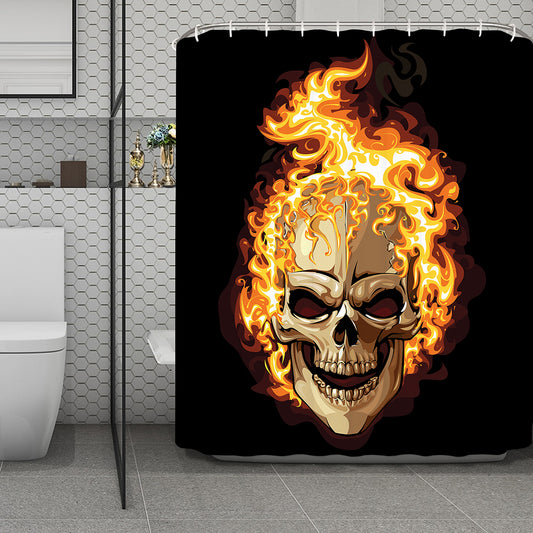 Burning Skull Print Polyester Shower Curtain