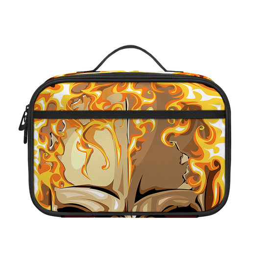 Burning Skull Print Portable Lunch Bag
