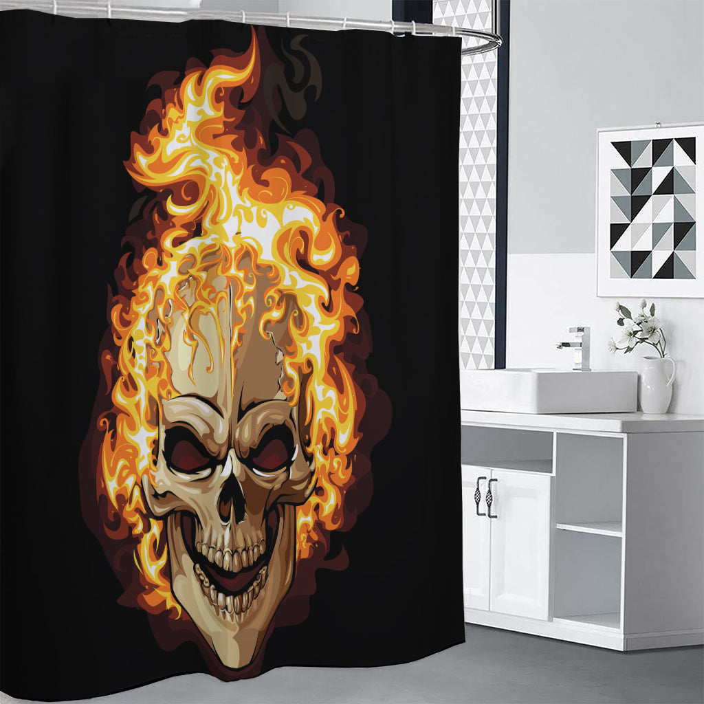 Burning Skull Print Premium Shower Curtain