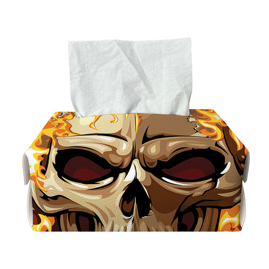 Burning Skull Print Rectangle Tissue Box Cover