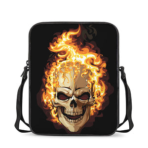 Burning Skull Print Rectangular Crossbody Bag