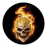Burning Skull Print Round Floor Mat