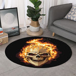 Burning Skull Print Round Rug