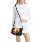 Burning Skull Print Saddle Bag