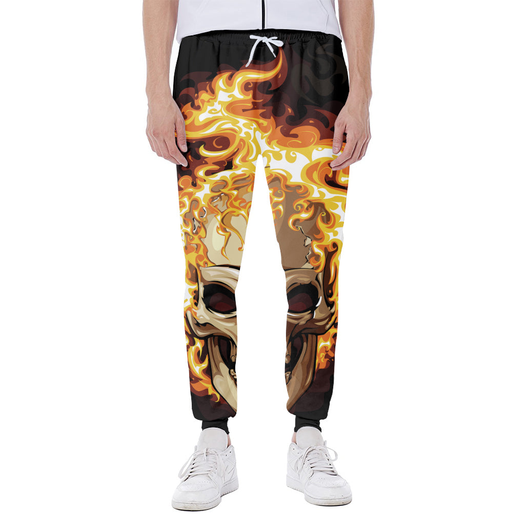 Burning Skull Print Scuba Joggers