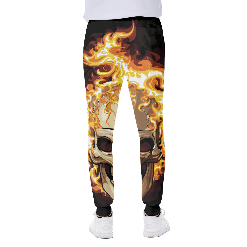 Burning Skull Print Scuba Joggers