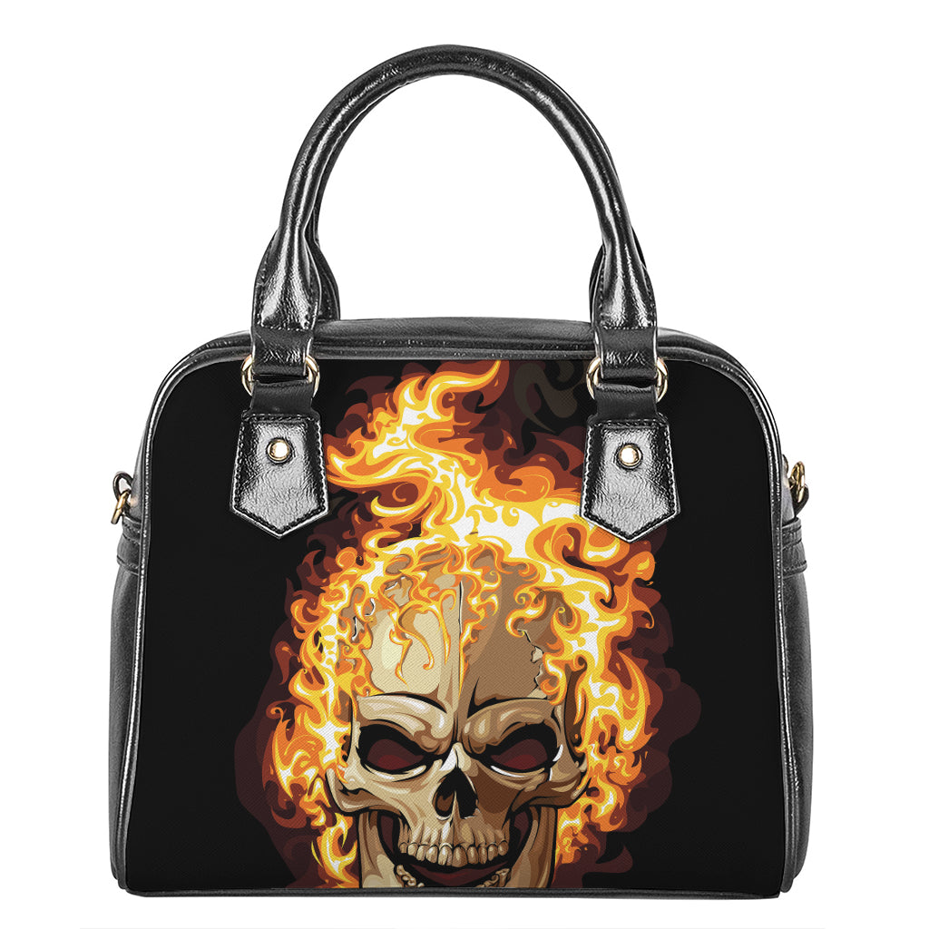 Burning Skull Print Shoulder Handbag