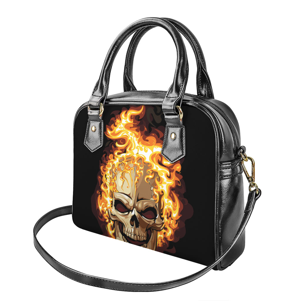 Burning Skull Print Shoulder Handbag