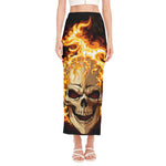 Burning Skull Print Side Slit Maxi Skirt