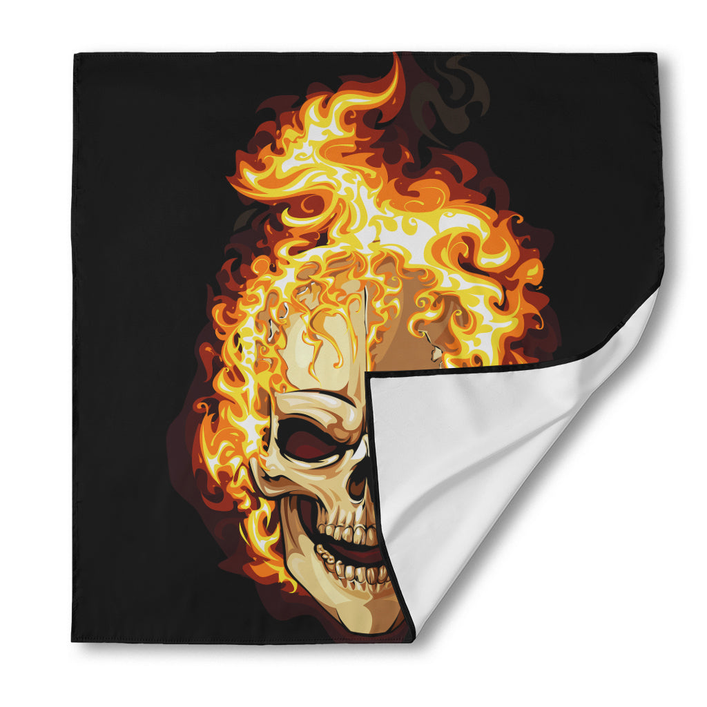 Burning Skull Print Silk Bandana