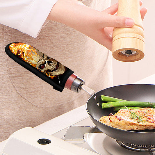 Burning Skull Print Skillet Handle Cover