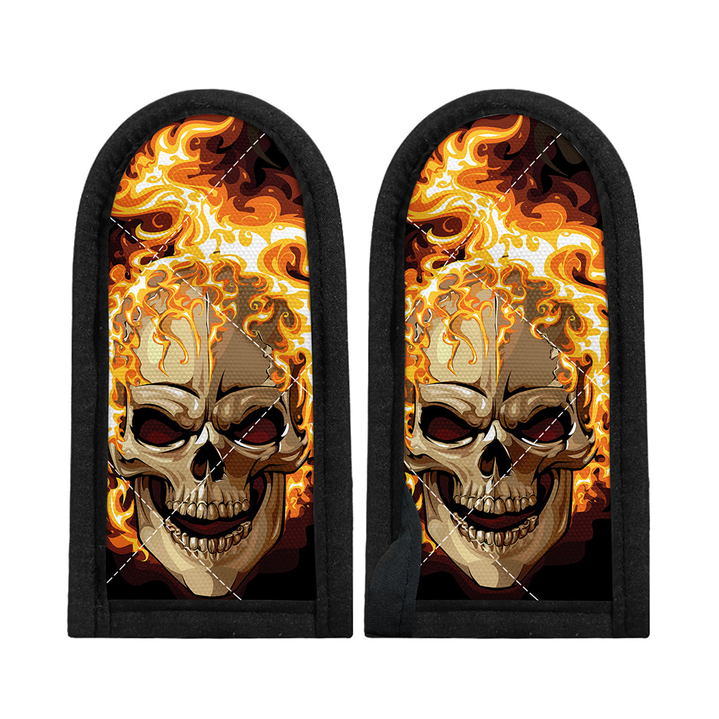 Burning Skull Print Skillet Handle Cover