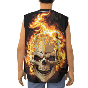 Burning Skull Print Sleeveless Baseball Jersey