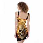 Burning Skull Print Sleeveless Bodycon Dress