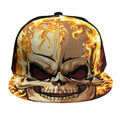 Burning Skull Print Snapback Cap