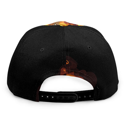 Burning Skull Print Snapback Cap