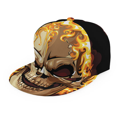 Burning Skull Print Snapback Cap
